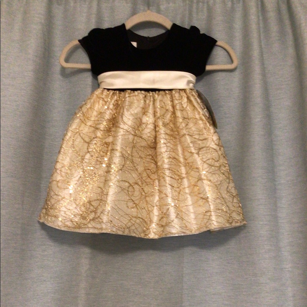 NWT 2T Black and Gold Dress